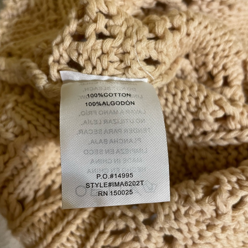 New JUNIPER BLU Womens Tan Deep V-Front Ruched Crochet Sweater Size Large - Picture 10 of 10